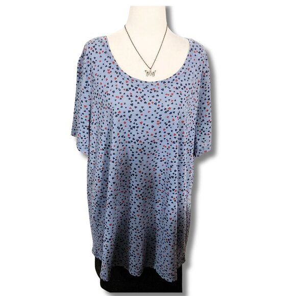 PENNINGTON'S Plus-size blue and red heart print t-shirt ~ XXL 2X XXXL 3X top tee - Picture 1 of 12